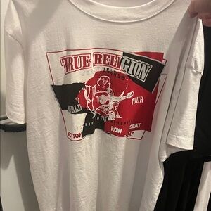 True Religion White Tee with Red and Black Graphic
